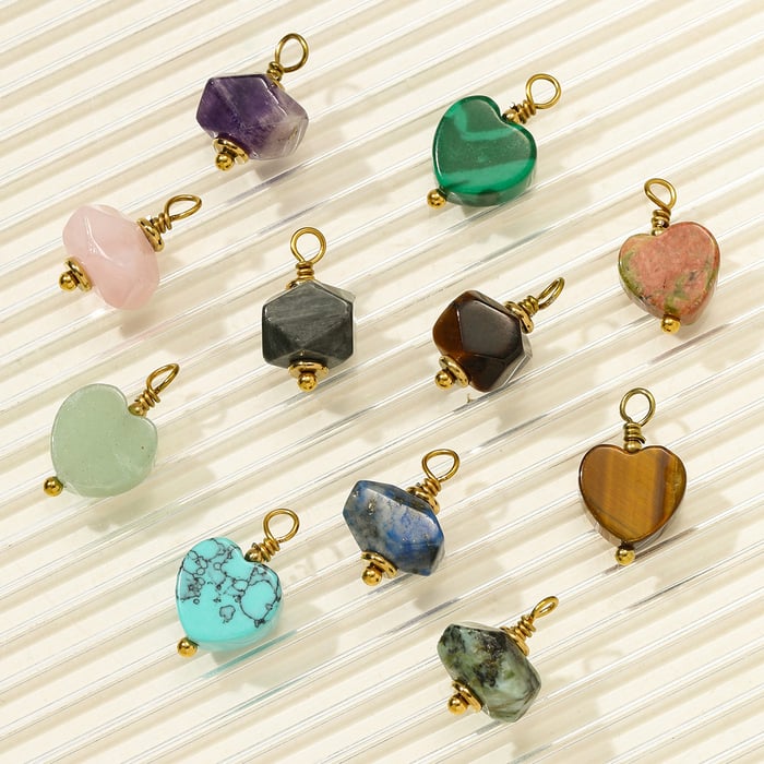 1 Piece Classic Irregular Shape Heart Natural Stones Gold Color Women's Pendants h5Picture5