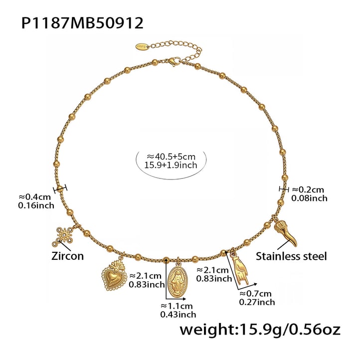 1 Piece Retro Jesus Stainless Steel Gold Color Women's Pendant Necklaces