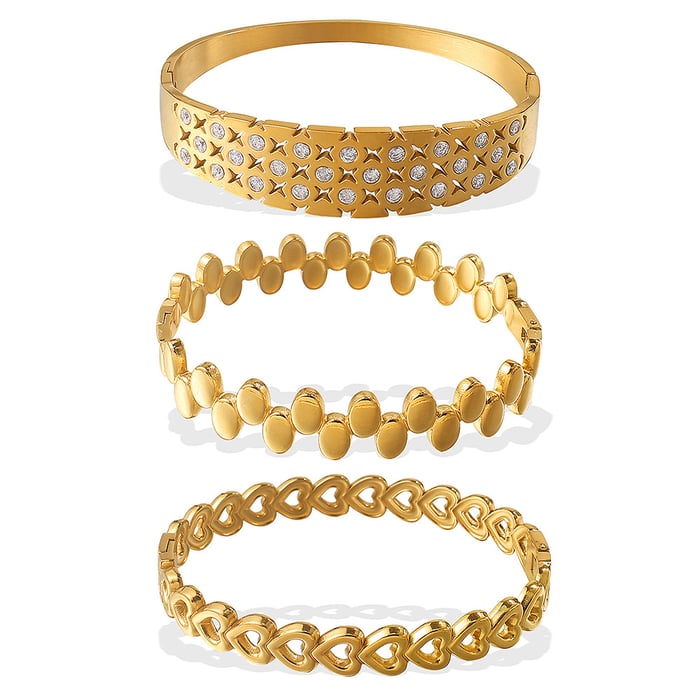 1 Piece Simple Heart Stainless Steel Gold Color Bangle Picture5