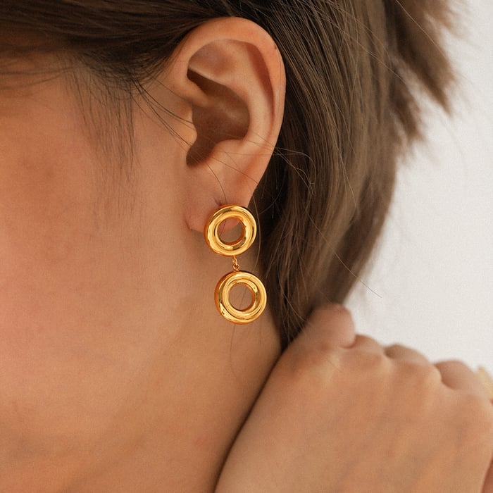 1 Pair Circle Mixed Color Stainless Steel Drop Earrings h5Picture4