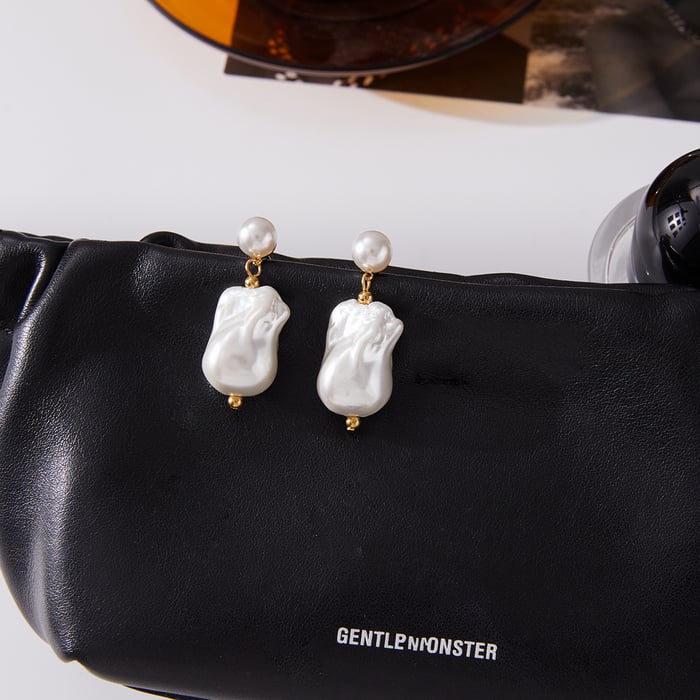 1 Pair Elegant Irregular Shape Stainless Steel Gold Color Women's Drop Earrings h5Picture5