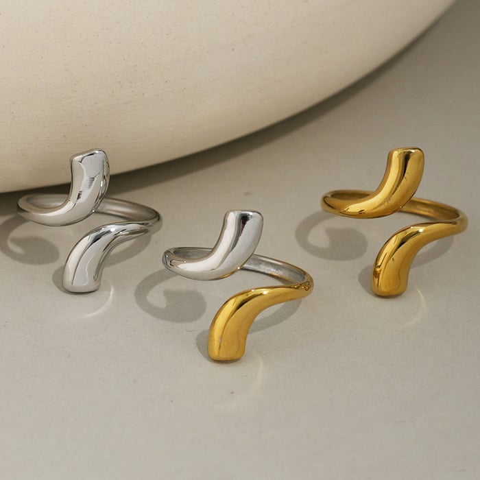 1 Piece Simple Irregular Shape Stainless Steel   Women's Statement Rings h5Picture3