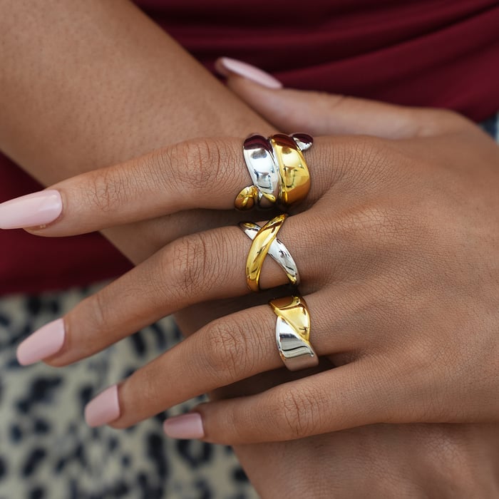 1 Piece  Simple Irregular Shape Stainless Steel   Gold Color  Women's Statement Rings h5Picture4
