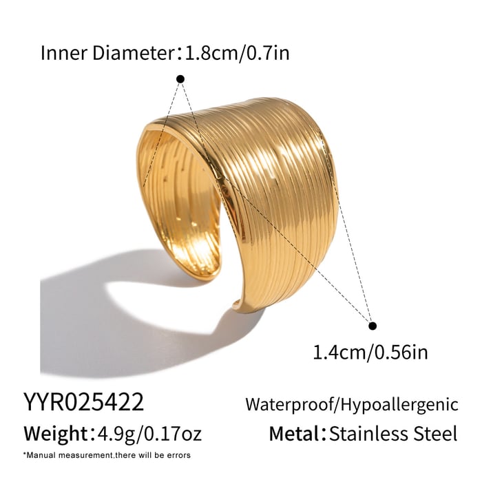 1 Piece Strip Stainless Steel Gold Color Minimalist Ring