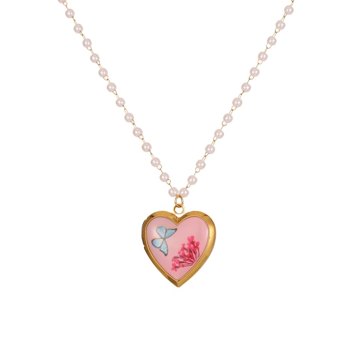1 Piece  Sweet Flower Heart Stainless Steel   Gold Color  Women's Pendant Necklaces h5Picture5