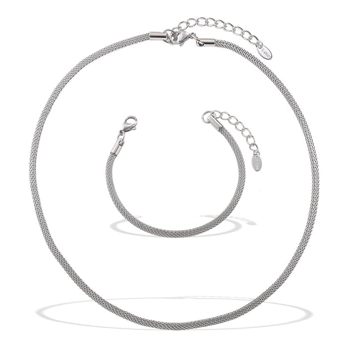 Schlichtes, einfarbiges Halsketten-Set aus Edelstahl h5Bild5