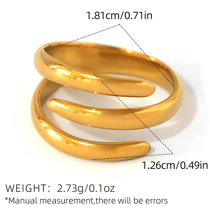 1 Piece  Casual Flower Rectangle Stainless Steel  Gold Color Women's Statement Rings h5Picture2