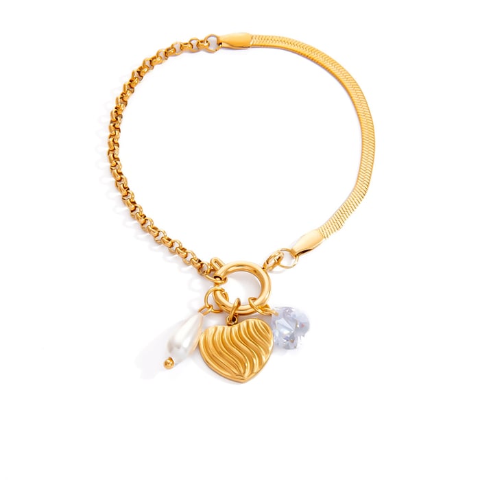 1 Piece Elegant Heart Stainless Steel Zircon Charm Bracelet h5Picture5