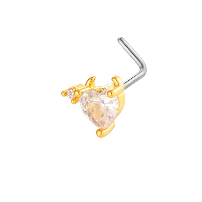 1 Piece Copper Gold Color Zircon Nose Stud