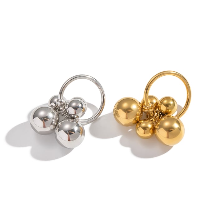1 Piece Beads Stainless Steel Gold Color Statement Ring Picture7