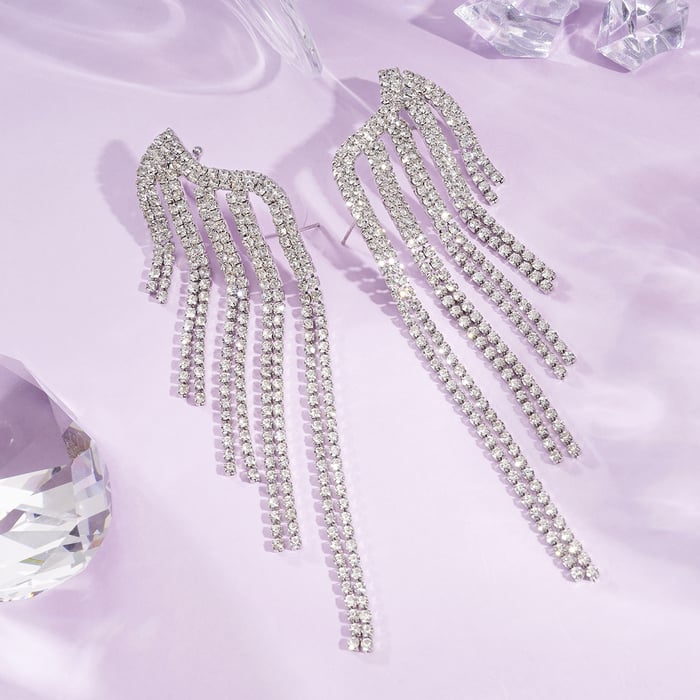 1 Pair Festive Series Irregular Shape Tassel Copper Clip-on Earrings h5Picture3