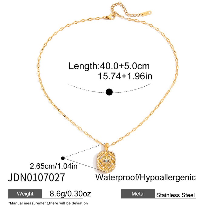 1 Piece Sophisticated Devil's Eye Stainless Steel Gold Color Women's Pendant Necklaces