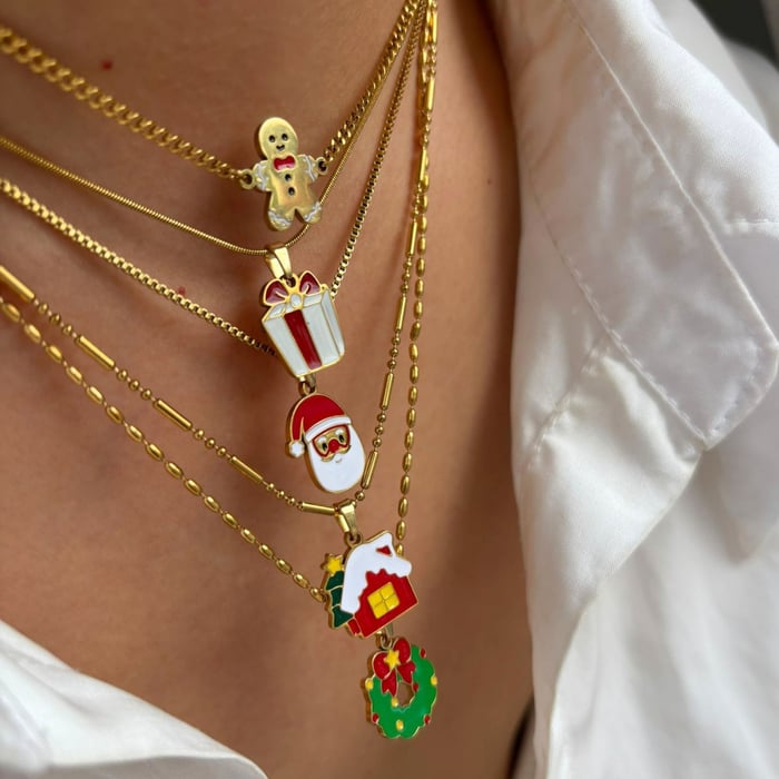 1 Piece Christmas Stainless Steel Gold Color Pendant Necklace Picture3