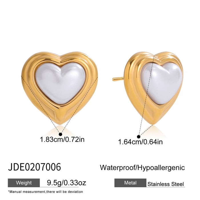 1 Pair Gorgeous Heart Stainless Steel Gold Color Women's Stud Earrings h5Picture2