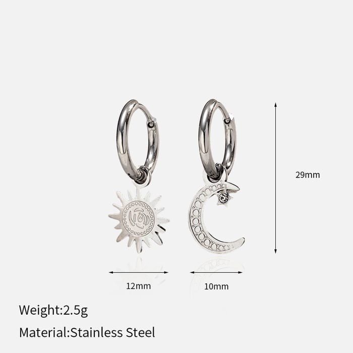 1 Pair Moon Stainless Steel Gold Color Drop Earrings