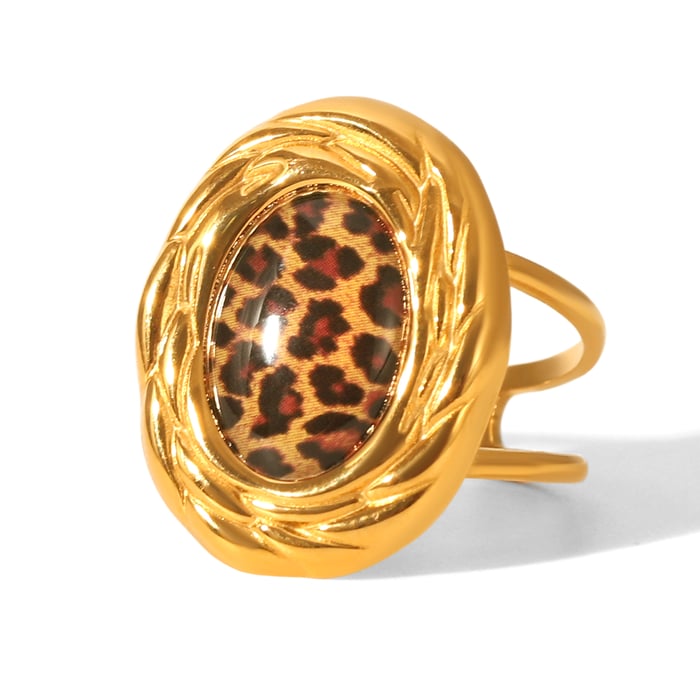 1 Pair Leopard Print Stainless Steel Gold Color Stud Earrings