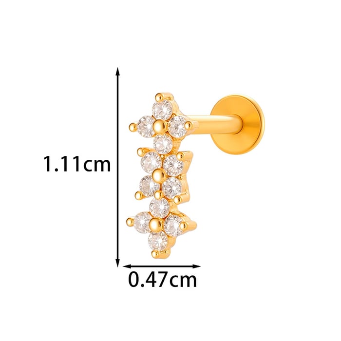 1 Piece Elegant Flower Copper Gold Color Zircon Women's Piercing Earrings h5Picture2