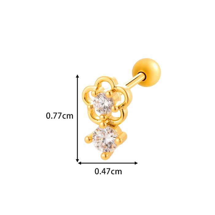 1 Stück Blume Herz Kupfer Gold Farbe Zirkon Piercing Ohrring h5Bild2