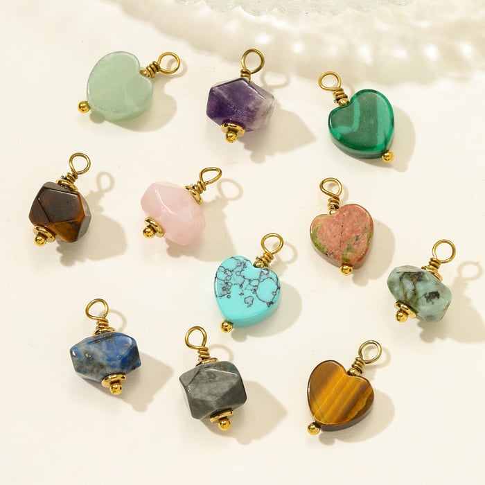 1 Piece Classic Irregular Shape Heart Natural Stones Gold Color Women's Pendants h5Picture3