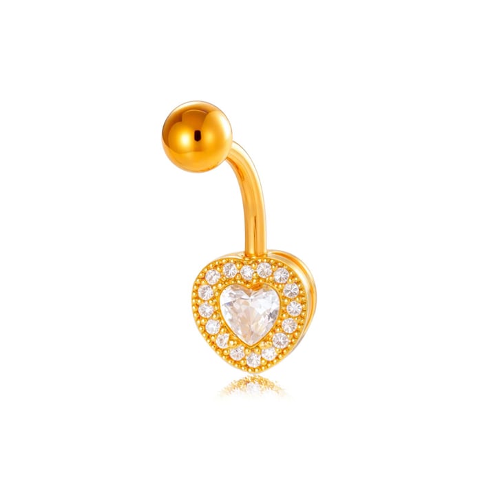 1 Piece Stylish Flower Heart Butterfly Copper Gold Color Zircon Navel Piercings h5Picture6