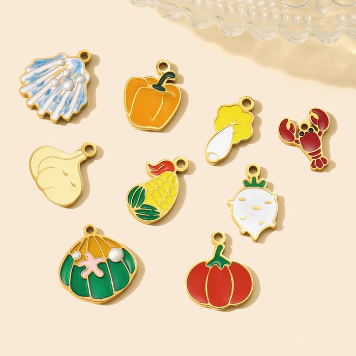 1 Piece Vivid Food Stainless Steel Gold Color Women's Pendants h5Picture4