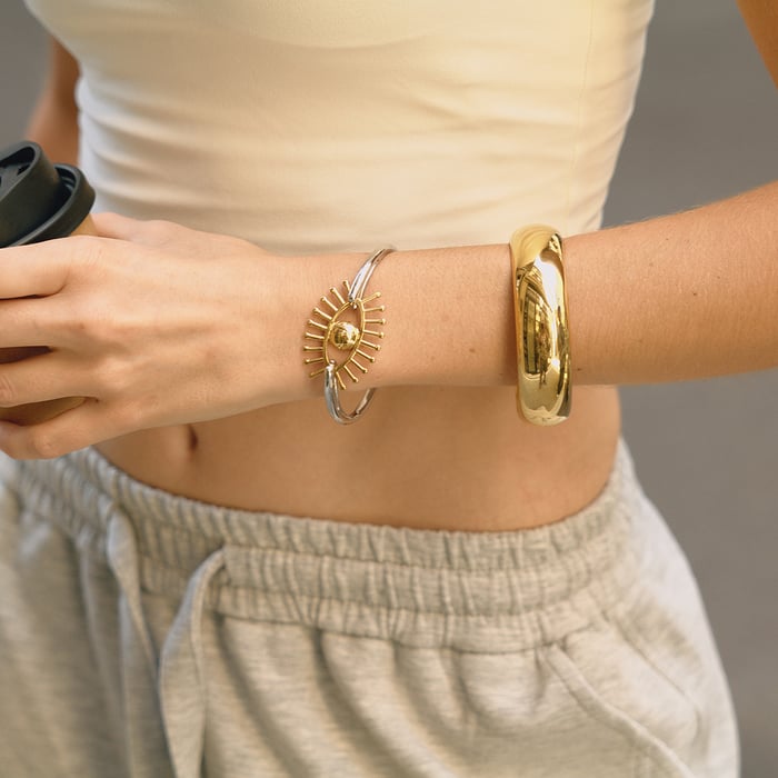 1 Piece Classic Devil's Eye Mixed Gold&Silver Colors Stainless Steel Women's Bangles Picture3
