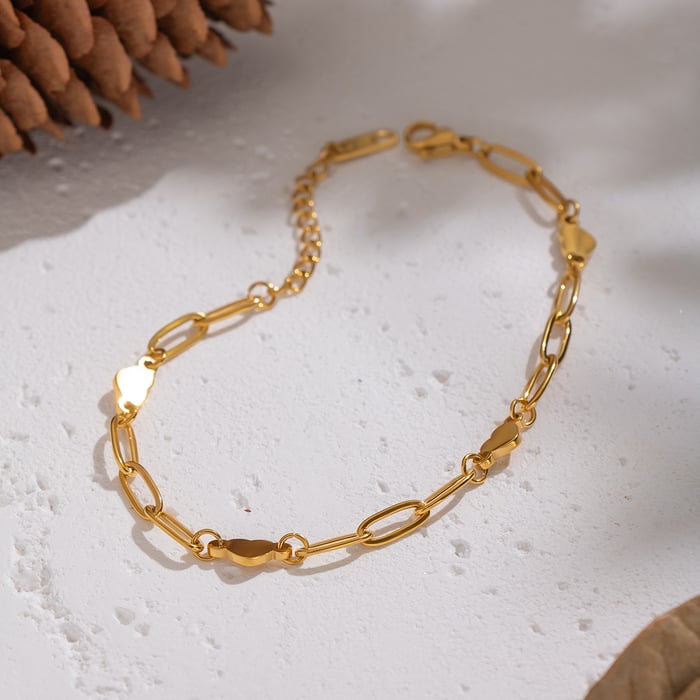 1 Piece Heart Stainless Steel Gold Color Chain Bracelet h5Picture3