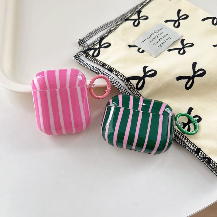 1 Piece Personalized Creative Color-Blocked Stripes Women's Earphone Case Picture2
