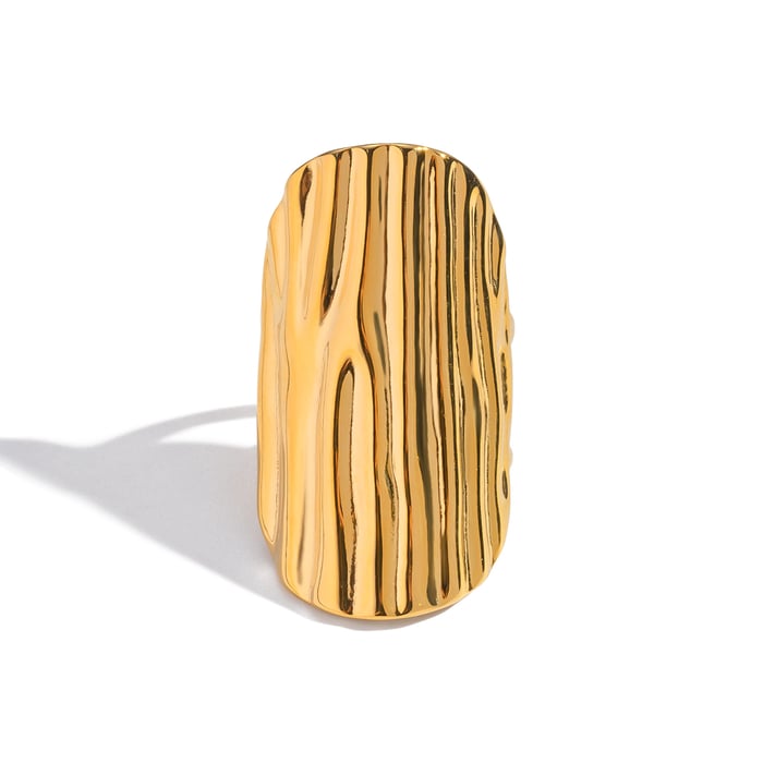 1 Stück Statement-Ring aus Edelstahl mit unregelmäßiger Form und Faden in Goldfarbe Bild5