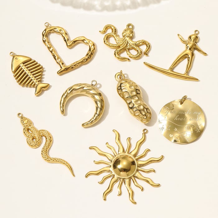 1 Piece Delicate Fish Stainless Steel Gold Color Women's Pendants h5Picture4