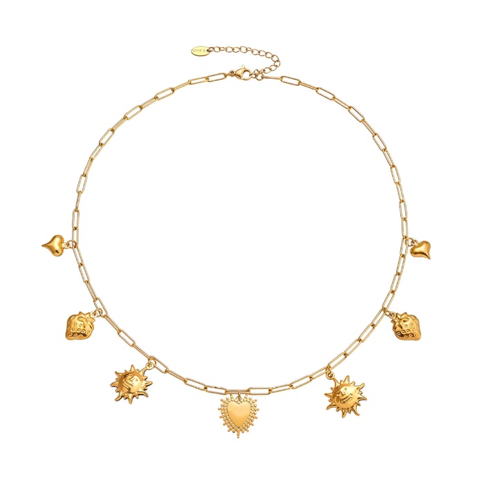 1 Piece Classic Heart&Sun Stainless Steel Gold Color Women's Pendant Necklaces h5Picture5