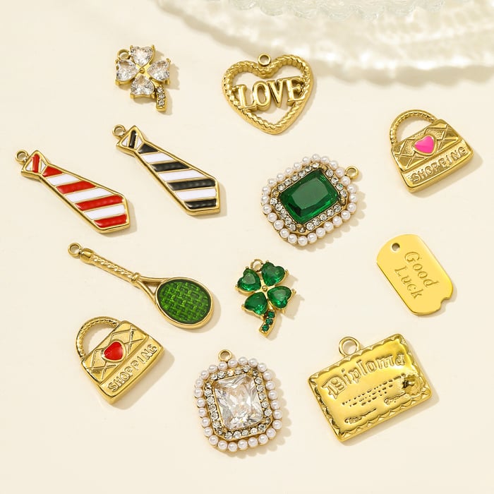 1 Piece Exquisite Clover Stainless Steel Gold Color Women's Pendants h5Picture4