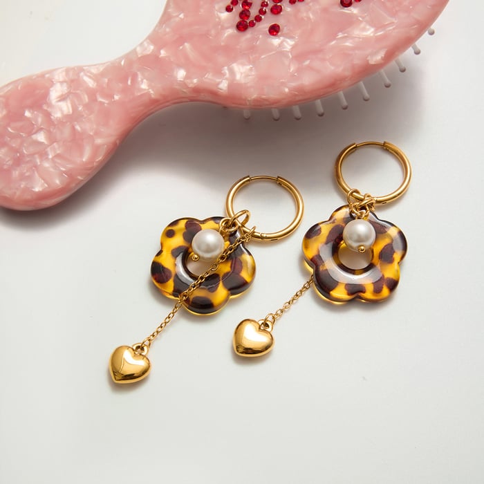 1 Pair Leopard Print Flower Acrylic Stainless Steel Women's Drop Earrings h5Picture5
