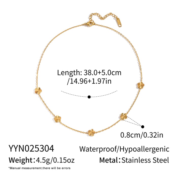 1 Piece Romantic Flower Stainless Steel Gold Color Pendant Necklace 