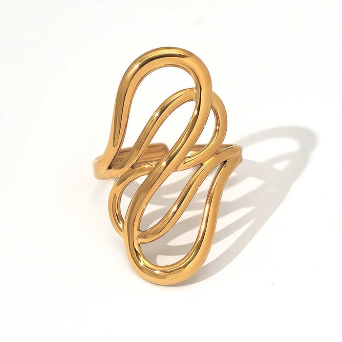1 Piece Simple Irregular Shape Lines Stainless Steel Women's  Statement Rings