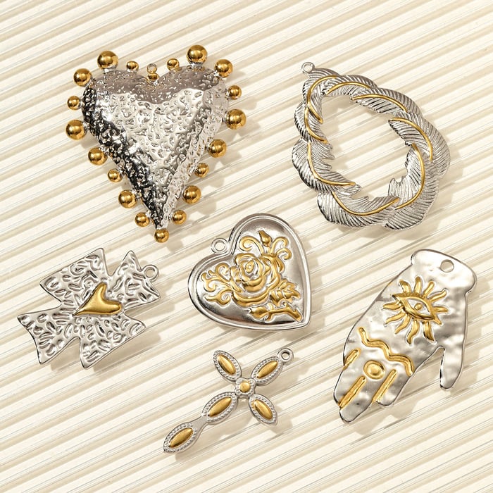 1 Piece Cross Mixed Gold Color And Silver Colors Stainless Steel Women's Pendants h5Picture5