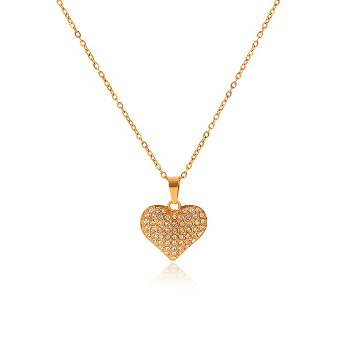 1 Piece Luxurious Series Daily Heart Stainless Steel Zircon Women's Necklaces Sets
