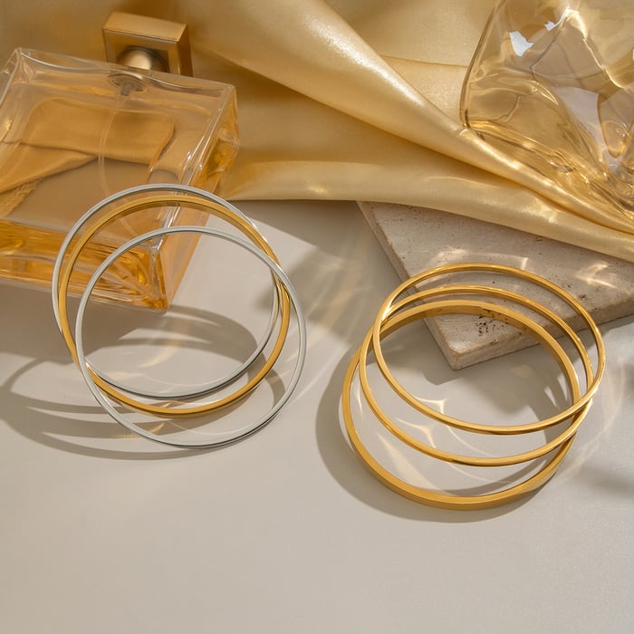 1 Piece Solid Color Circle Stainless Steel Bangle Picture3
