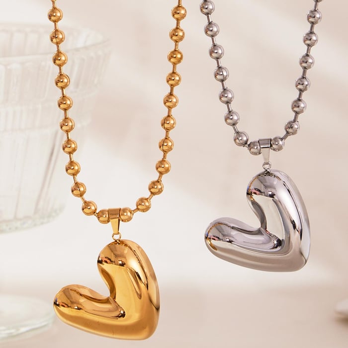 Minimalist Heart Stainless Steel Gold Color Women's Pendant Necklaces h5Picture6