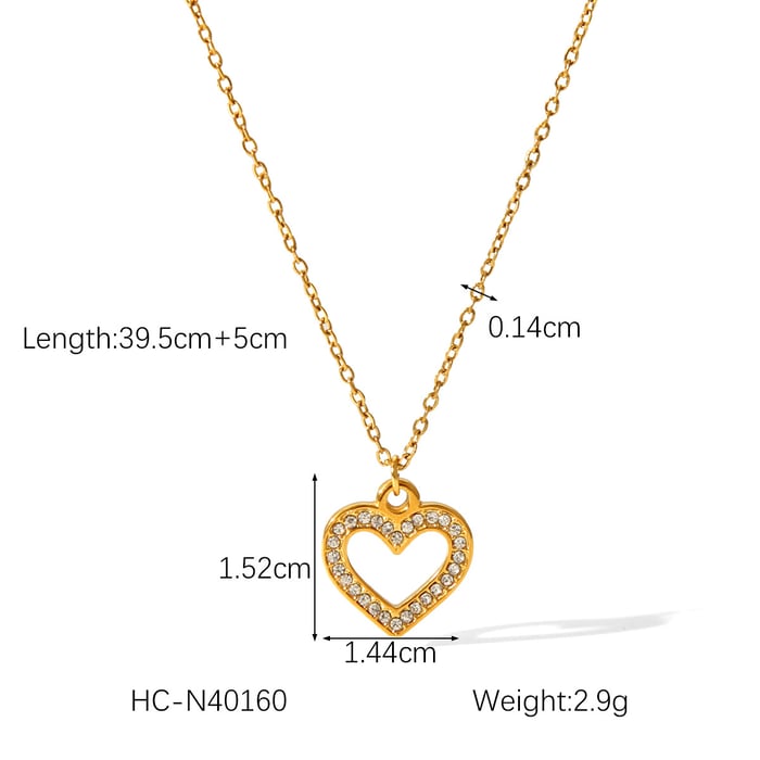 1 Piece Daily Heart Stainless Steel   Gold Color  Women's Pendant Necklaces h5Picture2