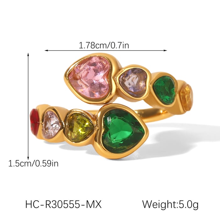 1 Piece Luxurious  Elegant Irregular Shape Stainless Steel   Gold Color  Zircon Women's Gemstone Rings h5Picture2