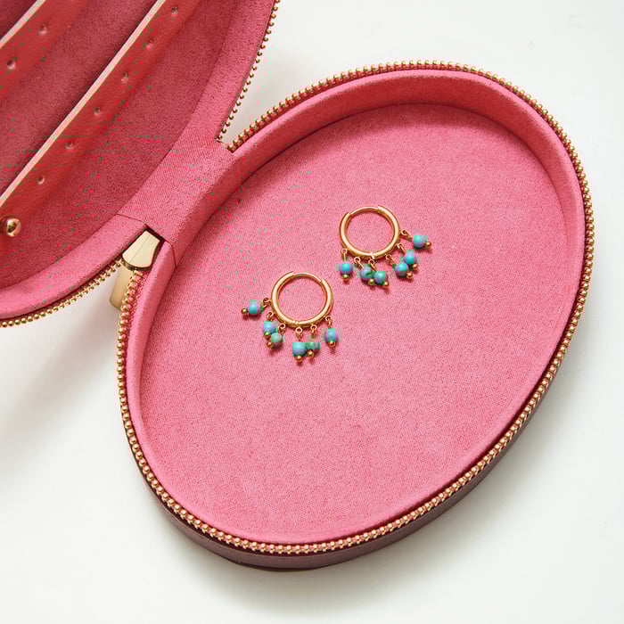 1 Pair Elegant Circle Calaite Stainless Steel Gold Color Women's Hoop Earrings h5Picture7