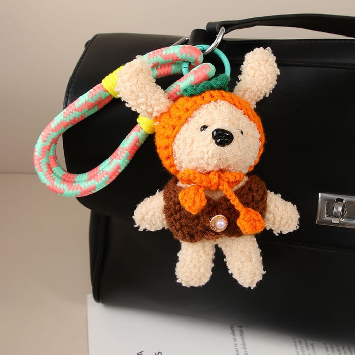 1 Piece Cute Plush Bear Doll with Colorful Ropes Women's Bag Charms