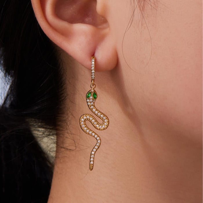 Sophisticated Snake Stainless Steel Gold Color Zircon Women's Jewelry Sets h5Picture7