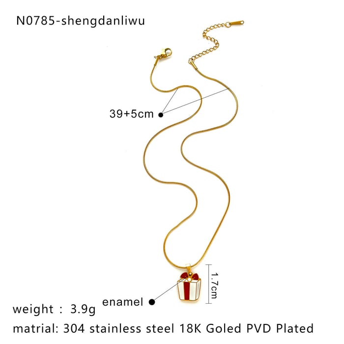 1 Piece Christmas Stainless Steel Gold Color Pendant Necklace Picture2