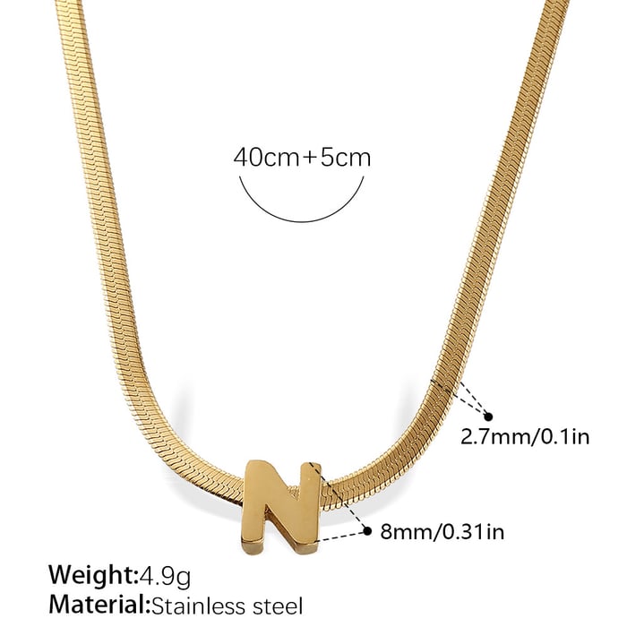 1 Piece Daily Letter Stainless Steel Gold Color Pendant Necklace