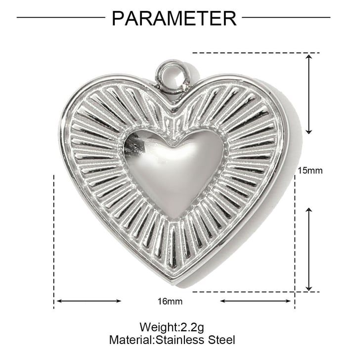 1 Piece Simple Heart Stainless Steel Women's Pendants h5Picture2