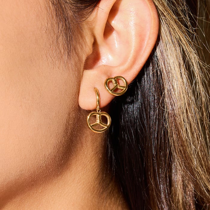 1 Pair Romantic Doughnut Stainless Steel Gold Color Women's Drop Earrings h5Picture3