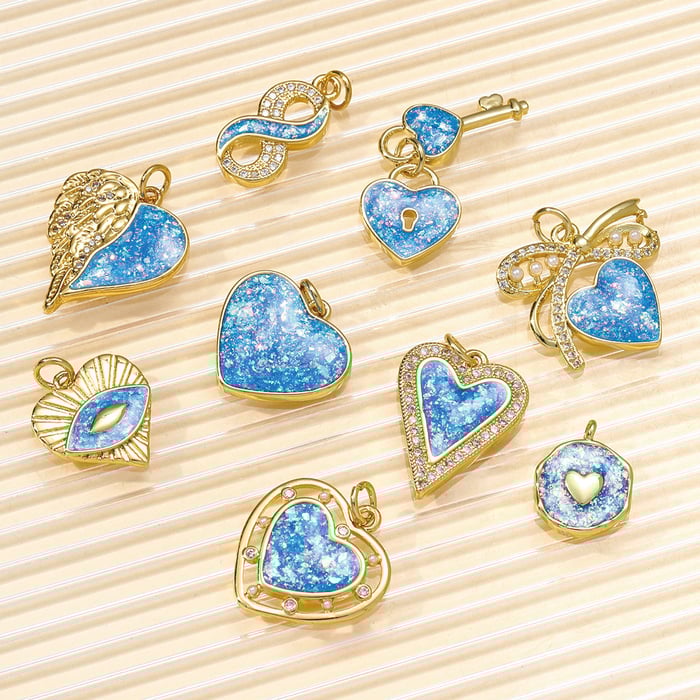 1 Piece Romantic Opal Heart Stainless Steel Gold Color Women's Pendants h5Picture4