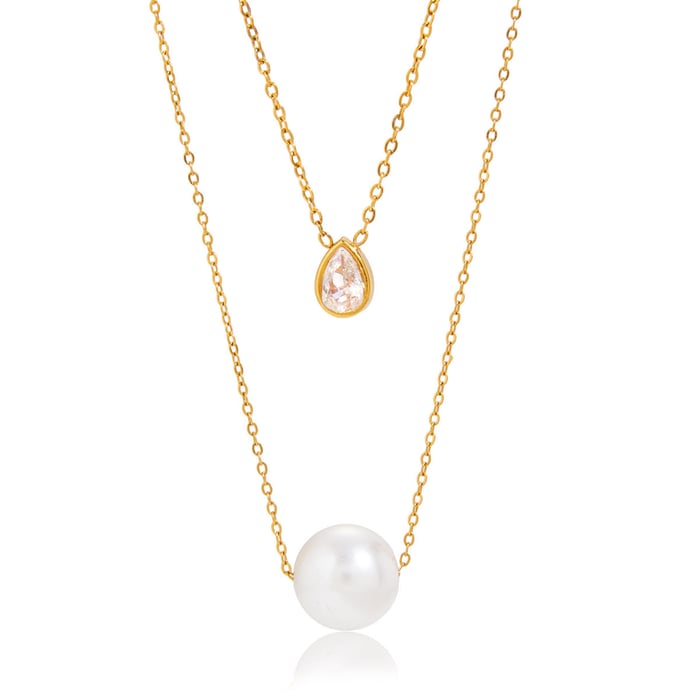 1 Piece Elegant Bead Stainless Steel Gold Color Women's Pendant Necklaces